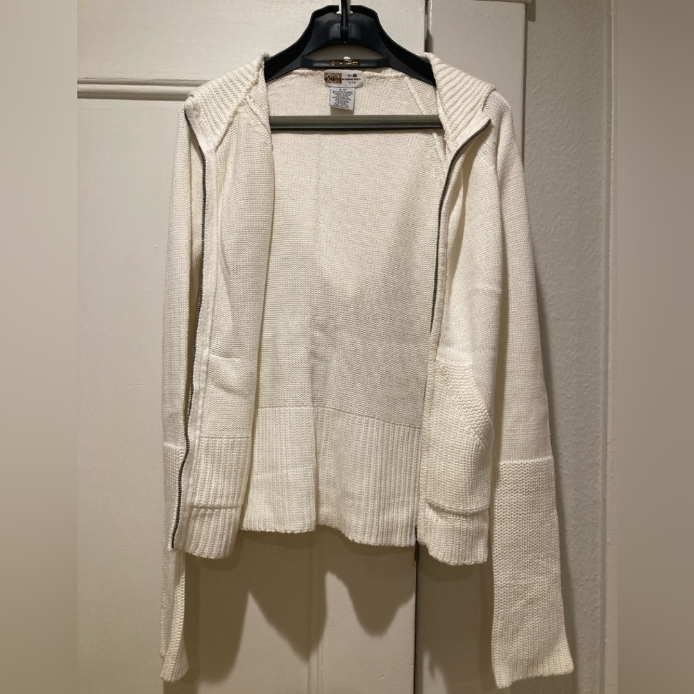 White Hooded Open-Front Women's Sweater Cardigan